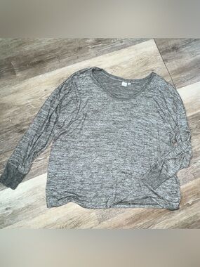 GAP Gray Marled Long Sleeve Scoop Neck Top